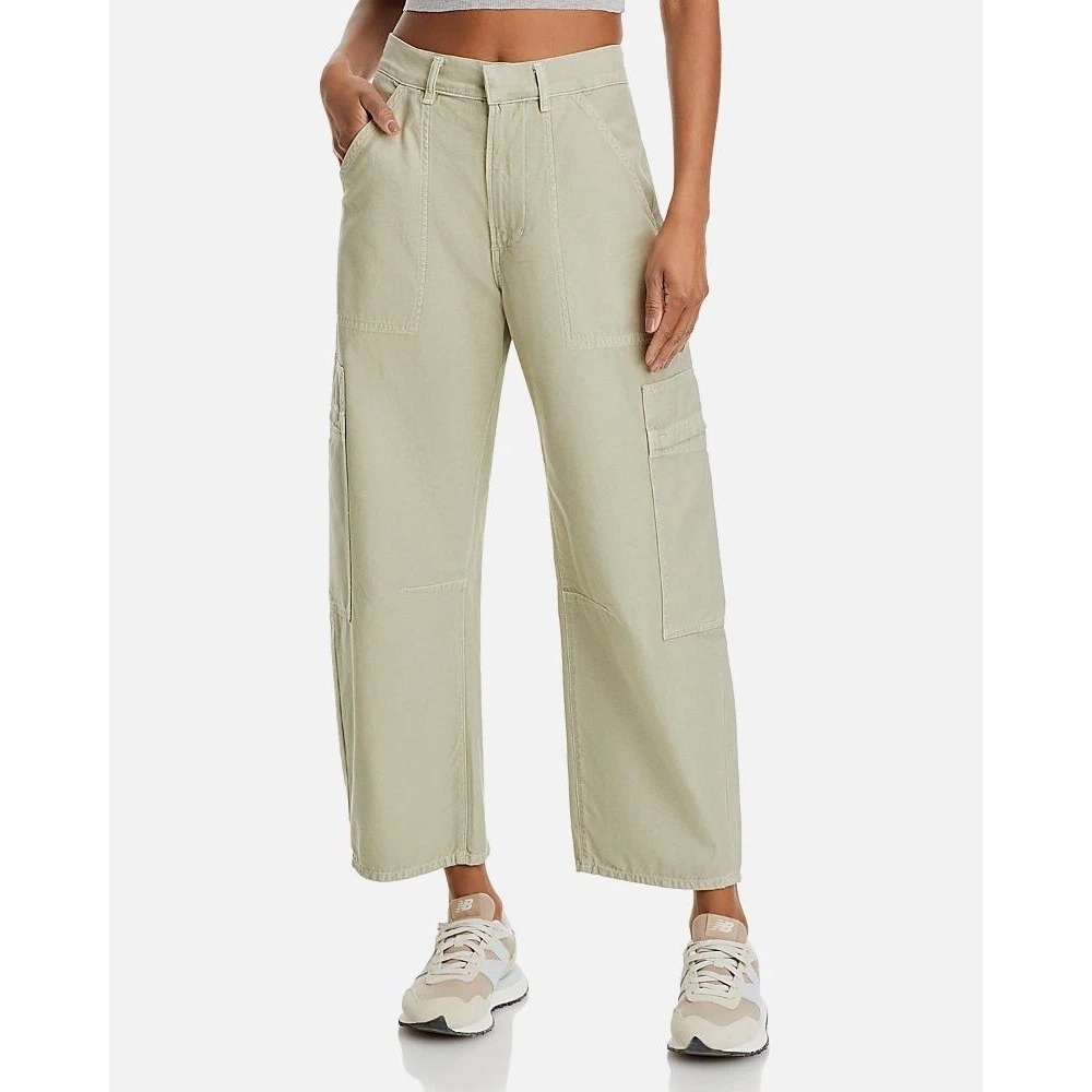 Citizens Of Humanity Womens Beige Green Marcelle Cotton Low Slung Cargo Pants 24